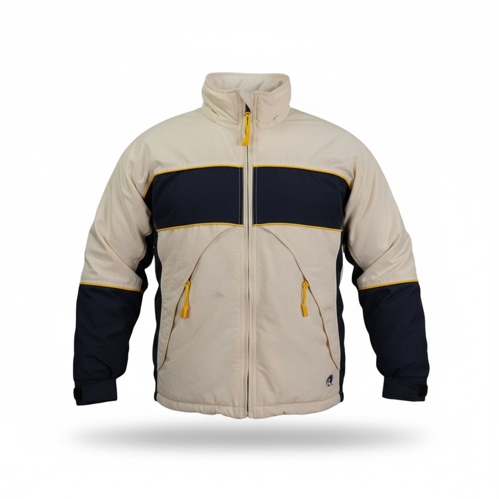 VTG Ripzone Snowboard Jacket XS Cream Navy Sherpa Lined Y2K Ski Coat CD Pocket